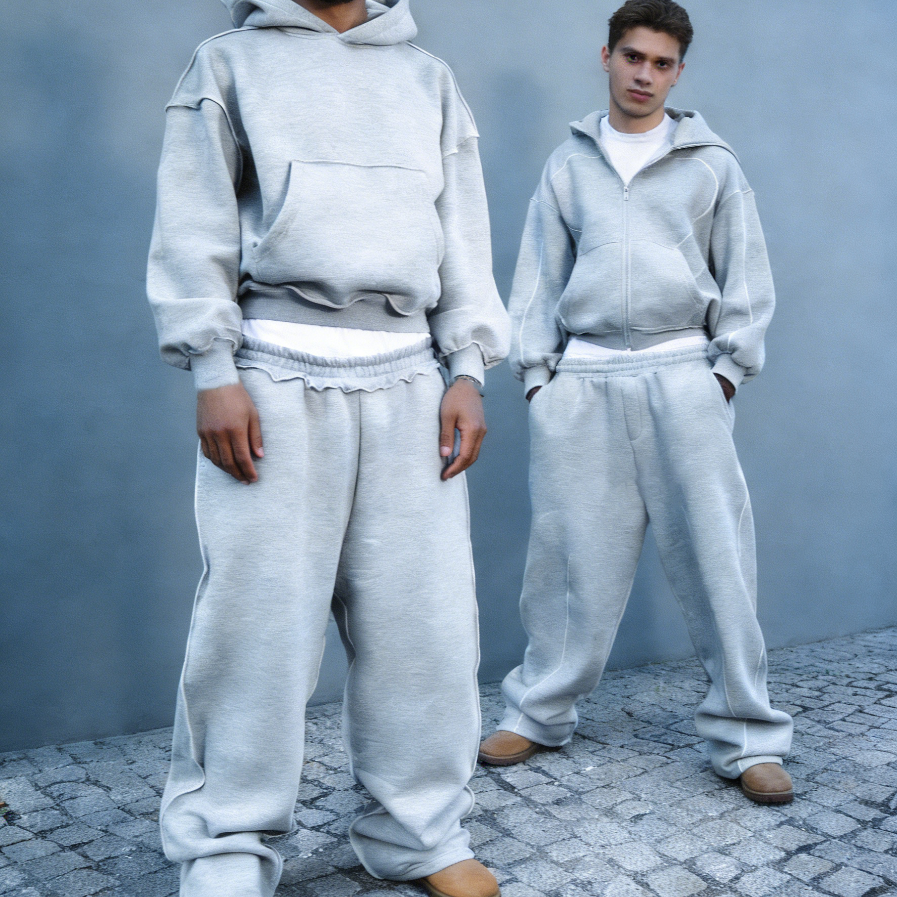 Abito grigio con cerniera