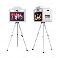 Máquina de impresora de cabina de fotos DSLR con pantalla táctil de 21,5 pulgadas con trípode y caja Cámara opcional para suministros de fiesta