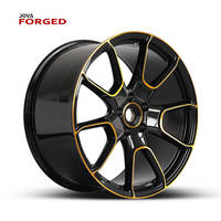แถบสีเหลืองด้านใน Spoke CUSTOM Forged ล้อสีดำล้อเปล่าขอบ 20 นิ้ว