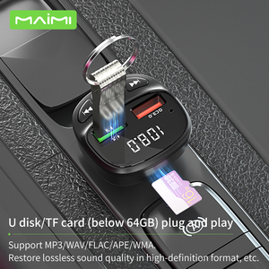 Chargeur de voiture rapide Maimi 18W avec émetteur FM, double lecteur USB MP3, prise en charge de la lecture de musique sur <span class=keywords><strong>carte</strong></span> TF et clé USB, appels mains libres - Product Image 3