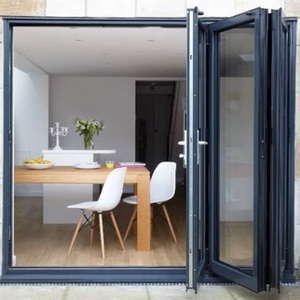 Puerta corredera de cristal de aluminio Interior de gran venta, puerta de cristal con aislamiento acústico, puerta plegable de cristal Interior personalizada - Product Image 4