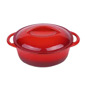 Tutup dan Pegangan Merupakan Warna Kustom Yang Tidak Integral dari Besi Cor Enamel Non Stick Casserole