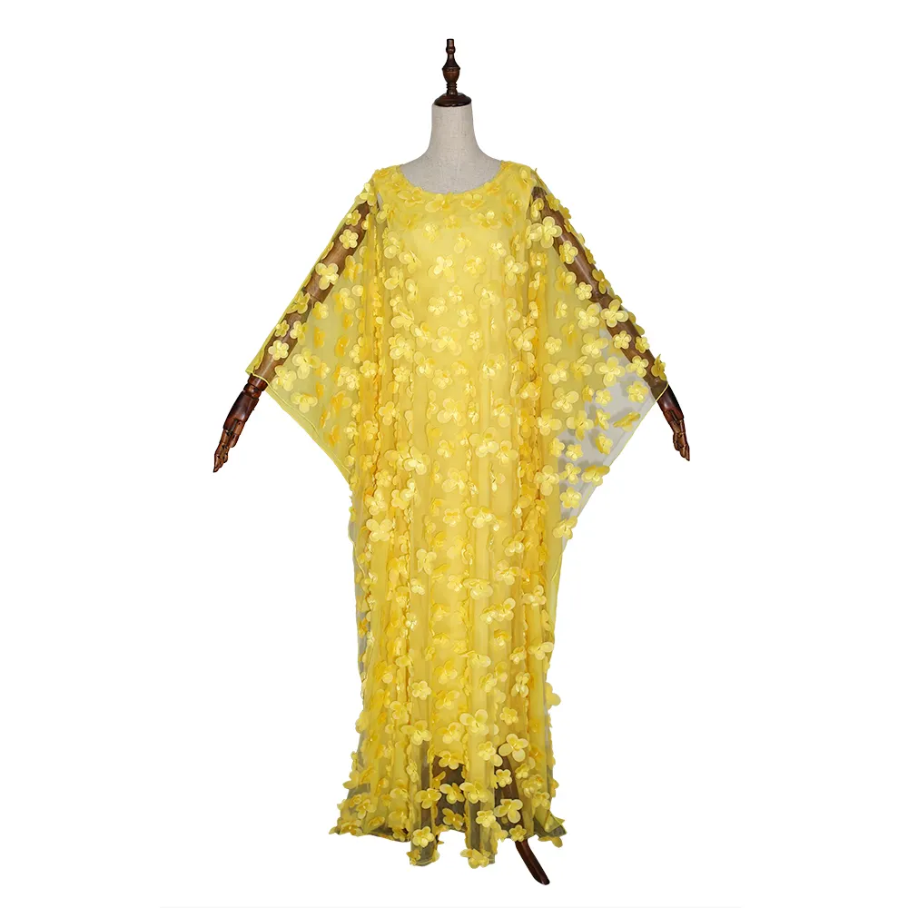 H & D Nouveaux Designs Plus Size Femmes Robe Fête Femmes Longue Robe Avec Fleur
