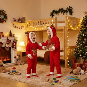 <span class=keywords><strong>Pijamas</strong></span> <span class=keywords><strong>de</strong></span> Franela con Capucha <span class=keywords><strong>de</strong></span> Reno Navideño para Toda la Familia, Mono <span class=keywords><strong>de</strong></span> Forro Polar Grueso para Fiestas en Casa al por Mayor - Product Image 3