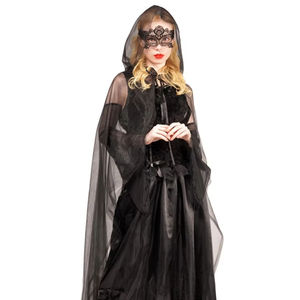 Costume de scène pour femmes adultes sexy, robe longue noire pour Halloween, costumes de films et de séries télévisées, pour performance, <span class=keywords><strong>mascarade</strong></span>, scène, fête, cape, anime - Product Image 1