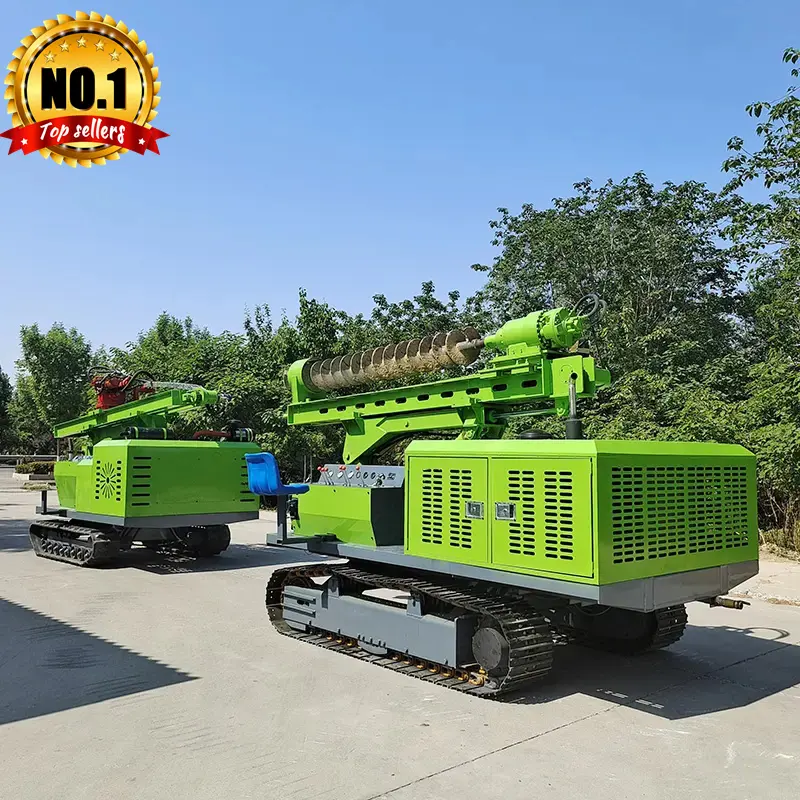 Đầy đủ thủy lực bảo vệ đường sắt bài đống điều khiển Crawler quang điện năng lượng mặt trời xoắn ốc máy Đóng cọc