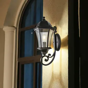 Waterproof Outdoor Wall Sconces Light Fixtures Black Metal Exterior Wall Lantern Outside House Porch Wall Lamps For Garden Patio