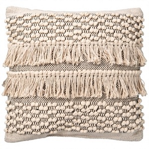 ITHL Decorative Bohemian Home Decor Boho Cotton Cushion <b>Cover</b> Handwoven Indoor-Outdoor Fringes <b>Throw</b> Pillow <b>Cover</b> - Product Image 1