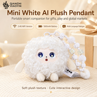 Porte-clés en peluche AI mouton blanc bouclé, yeux bleus étoilés, ChatGPT, clonage vocal 80+ langues, mémoire longue durée, chaîne à perles, cadeau unisexe