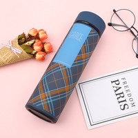 Bouteille d'eau thermique beige personnalisée à double paroi, sans BPA, anti-fuite, écologique, avec infuseur à thé, filtre en acier inoxydable, gobelet isotherme 24h