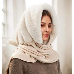 Elegante Bufanda con Capucha de Piel Sintética de Visón para Mujer, Suave y Transpirable, Calentador de Cuello de una Sola Pieza para Actividades al Aire Libre, Ecológico - Product Image 3