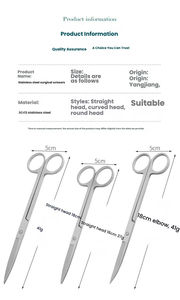 Tijeras de peluquería de acero inoxidable para eliminación de hilos, rectas, curvas, médicas, cosméticas, para cejas, con hoja inclinada, para corte de gasa quirúrgica - Product Image 6