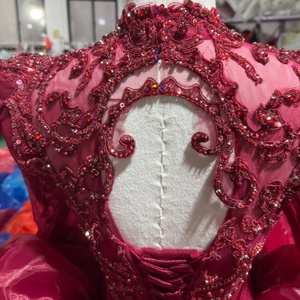 Vestidos de novia rojos Mc004 Red Princess para novia, con cuello alto, encaje, cuentas de ilusión, Vestido De Noiva Jancember - Product Image 5