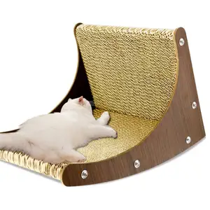 Gratte-chat d'intérieur en forme de L avec jouet à balle Tampon de protection en carton pour chats pour animaux de compagnie