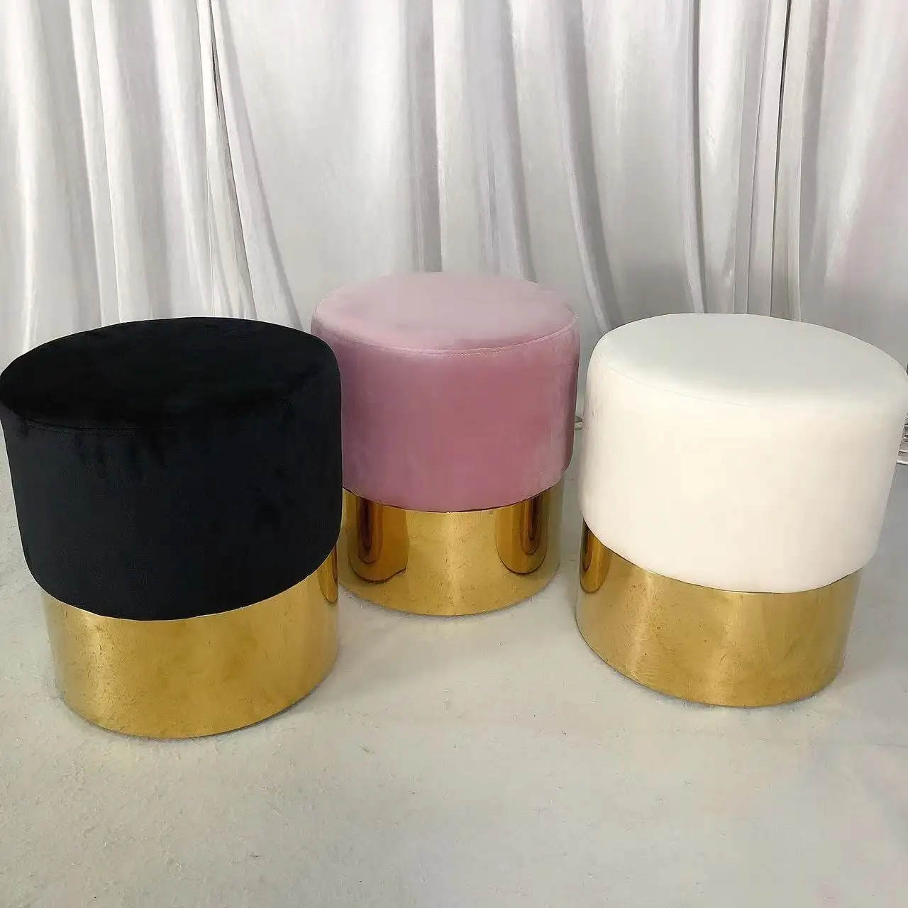 White velvet Small Stools for Kids sitting stool event Party Baby Shower Wedding Furniture Rentals