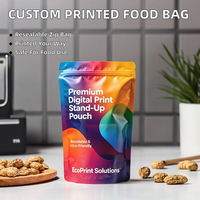Sachets Doypack en plastique refermables, imprimés sur mesure, enduits aqueux, de qualité alimentaire, avec fermeture éclair, couleur personnalisée, pour aliments pour animaux de compagnie et sucre, réutilisables