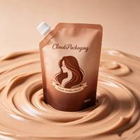 Crème colorante capillaire naturelle à base de plantes, pochette souple avec bec verseur 300ml, bouchon à vis anti-fuite, emballage cosmétique personnalisé imprimé