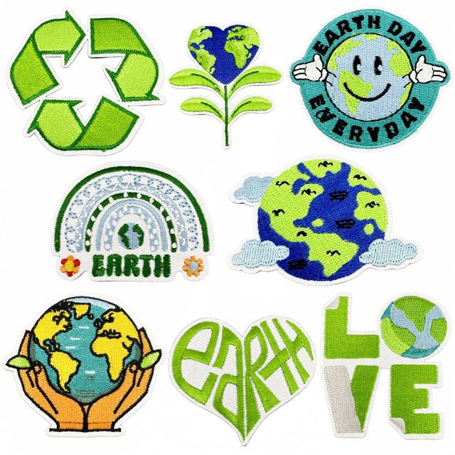 Earth Day Eco-friendly Iron-On Embroidery Caring for the Earth Patches