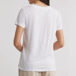 <span class=keywords><strong>T</strong></span>-<span class=keywords><strong>shirt</strong></span> a manica corta da <span class=keywords><strong>donna</strong></span> all'ingrosso personalizzata 200g di <span class=keywords><strong>lino</strong></span> di cotone di alta qualità Casual Top Fashion tinta unita - Product Image 3