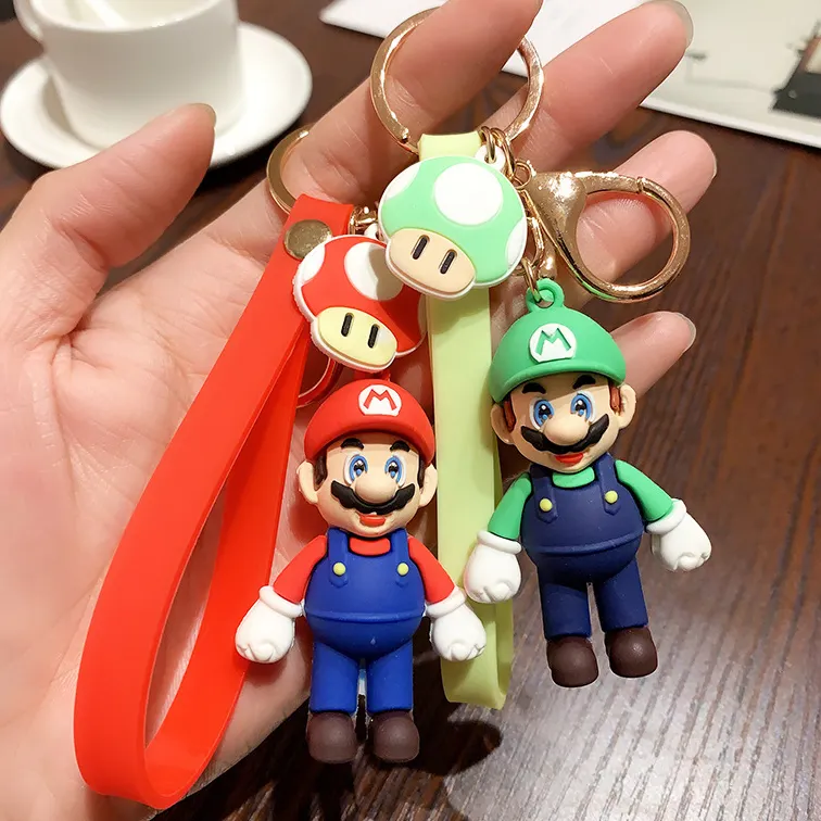 2020 Nieuwe Super Mario Bros Sleutelhanger Cartoon 3D Super Mario Sleutelhanger Mode Mario Bag Charms Hanger Sleutelhangers Trinket Kid gift