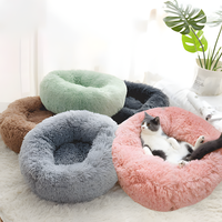Lit de Luxe Grand Personnalisé pour Chat et Chien, Coussin Lavable Doux Moelleux Motif Uni en Peluche, Lit Donut pour Chien, Accessoires en Fausse Fourrure