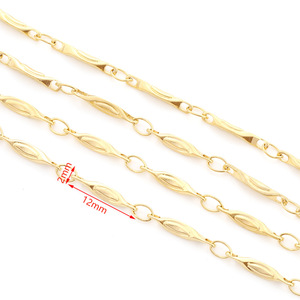 Gold Plated <b>Titanium</b> Steel Bamboo <b>Chain</b> 3D Ingot Shape For Necklace Making DIY Jewelry Findings H1625 - Product Image 3