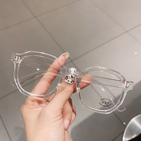 Monture optique carrée orange-brun tendance, petite, avec logo personnalisé, verres plats, lunettes pour hommes et femmes, anti-lumière bleue