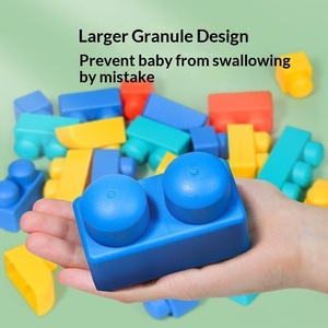 Bloques de Construcción de Goma Suave de Partículas Grandes para Niños, <span class=keywords><strong>Juguetes</strong></span> Educativos de Animales para Bebés de <span class=keywords><strong>1</strong></span> <span class=keywords><strong>Año</strong></span>, con Cubo de Almacenamiento para Ensamblar - Product Image 3