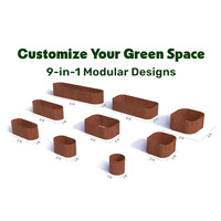 Lits de jardin modulaires en métal 9 en 1 4x2x1 pieds 9 en 1 Lits surélevés d'extérieur Légumes Fleurs Jardinières rustiques en acier corten suspendues