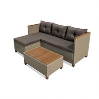 Ensemble de canapés modernes en rotin tressé, fabrication directe du Vietnam, best-seller, coussins en polyester KD, résistant aux intempéries, pour jardin et extérieur.