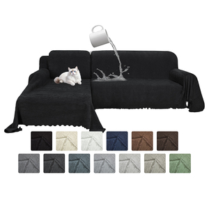 Funda de Sofá Reclinable de Chenilla con Borlas Negras, Impermeable, Elástica, Lavable, Moderna, de Color Sólido, Apta para Niños - Product Image 1
