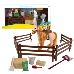 Simulation de cow-boy préscolaire, 2 pièces, ensemble de jouets réalistes, Stable, jouets de ferme pour enfants