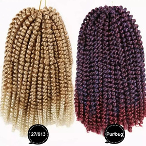 Tresses synthétiques de 8 pouces, <span class=keywords><strong>cheveux</strong></span> crépus bouclés de printemps - Product Image 1