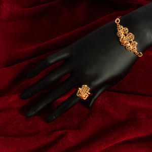 Parure Collier et Boucles <span class=keywords><strong>d</strong></span>'Oreilles Tendance MIRADIA en Laiton Plaqué Or 10K avec Diamants, Style Africain, pour Femme, Idéale pour Fiançailles, Fêtes et Mariages - Product Image 2