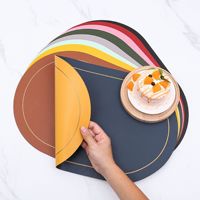 Set de table ovale de style européen, en cuir PU anti-taches, protège-table décoratif pour la maison, l'hôtellerie et la restauration
