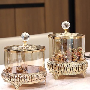 Three Piece Set of American Candy Jar Creative Living Room Coffee Table Light Luxury Carved Dried Fruit Candy Jar - Product Image 3