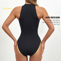Col haut Compression détachable respirant une pièce Shapewear contrôle du ventre Stretch sculptant côtelé body pour les femmes