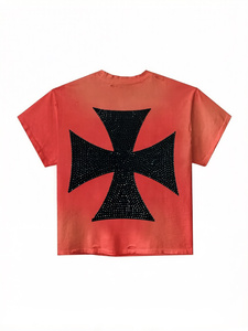 T-shirt Uomo Streetwear 100% Cotone 280GSM Vestibilità Larga Casual Effetto Distressed Lavaggio Acido Stampa Personalizzata Heavy Vintage - Product Image 2