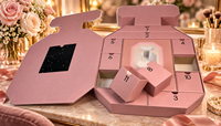 Boîte cadeau calendrier de l'avent parfumée rose personnalisée en gros, 12 tiroirs, emballage cosmétique de luxe, boîte surprise mystère