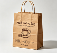Sacs cadeaux écologiques en papier kraft, sacs jetables avec poignées en corde de coton, logo imprimé numérique, style classique, sac plat standard