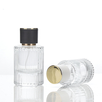 Flacons de parfum circulaires en verre transparent 50 ml rechargeables avec impression sérigraphique et pulvérisateur à pompe Marque HB Boîte en carton Vente en gros