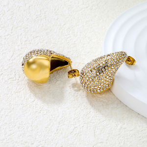 ต่างหูสตั๊ด เพิร์ลไวท์ไดมอนด์ สแตนเลสสตีล 18k สำหรับผู้หญิง สวมใส่ได้ทุกวัน ดีไซน์ทรงเรขาคณิต ไมโครอินเซิร์ท - Product Image 4