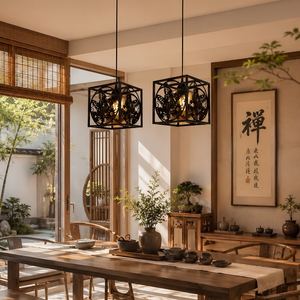 Luminaire suspendu en métal noir mat, motif papillon découpé au laser, style oriental, vente en gros du fabricant - Product Image 3