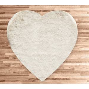 Tapis en fausse fourrure écologique crème motif cœur de lapin 76x88cm - Product Image 1