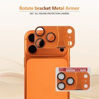 Protection d'objectif d'appareil photo en alliage d'aluminium et verre pour iPhone 17 18 Pro Max avec support rotatif intégré, blindage métallique et film AR dépoli