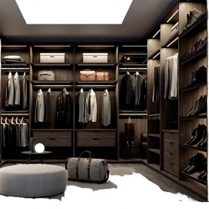 JY FURNITURE Armario Moderno de Madera para Vestidor, Montado en la Pared, Gran Capacidad de Almacenamiento con Luz LED - Product Image 1