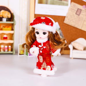 Vetements de poupee BJD 17cm, Robe de Celebration du reveillon du nouvel an, phong cách chinois Hanfu, sườn xám dhiver A capuche - Product Image 5