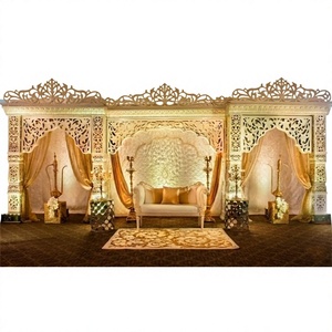 Royal Rajwada Professional Wedding Fibre Stage Luxury Backdrop Lightweight Design Carved <b>Arch</b> Traditional Indian Wedding <b>Decor</b> - Product Image 1