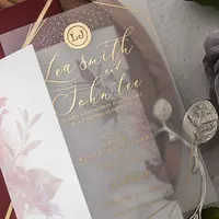 Cartões elegantes de festa de casamento, cartões de convite para festas de luxo de 5x7 polegadas acrílica transparente