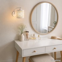 Applique murale moderne blanche à col de cygne avec abat-jour en forme de tambour pour bureau, salon, coiffeuse, chambre et couloir